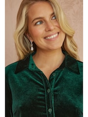 Yumi Green Velvet Relaxed Fit Shirt - Image 8 of 9