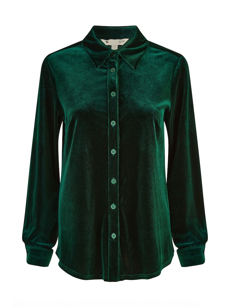Yumi Green Velvet Relaxed Fit Shirt - Image 9 of 9