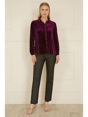 Yumi Purple Velvet Relaxed Fit Shirt - Image 2 of 5
