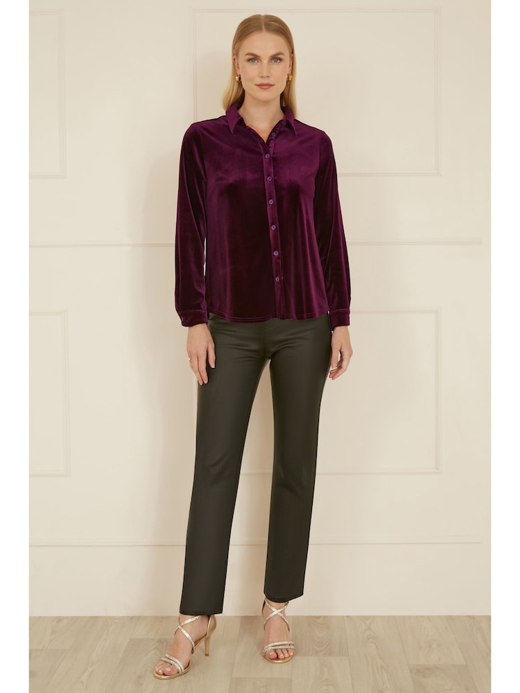 Morado - Yumi Velvet Relaxed Fit Shirt - Imagen 2 de 5 Morado - Yumi Velvet Relaxed Fit Shirt - Imagen 2 de 5