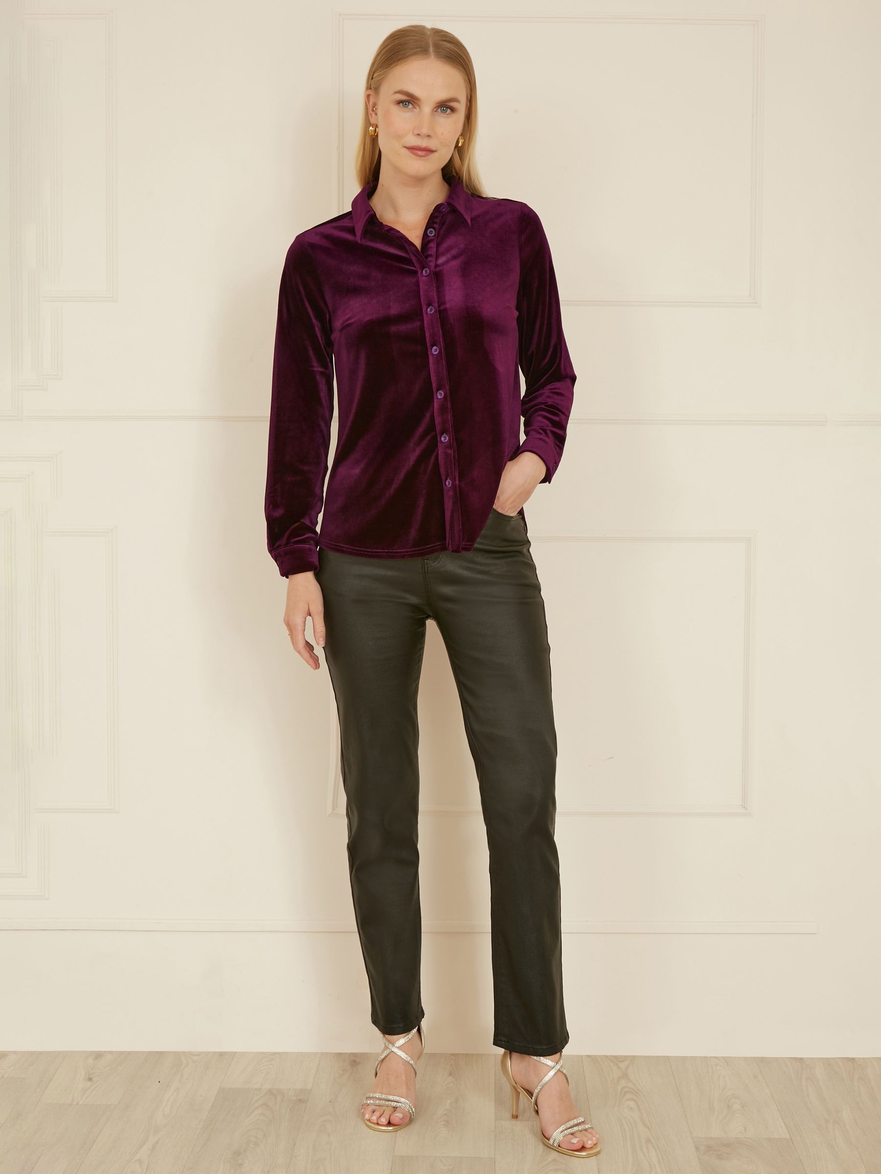 Buy Yumi Purple Velvet Relaxed Fit Shirt from Next Romania