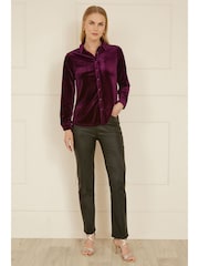 Yumi Purple Velvet Relaxed Fit Shirt - Image 4 of 5