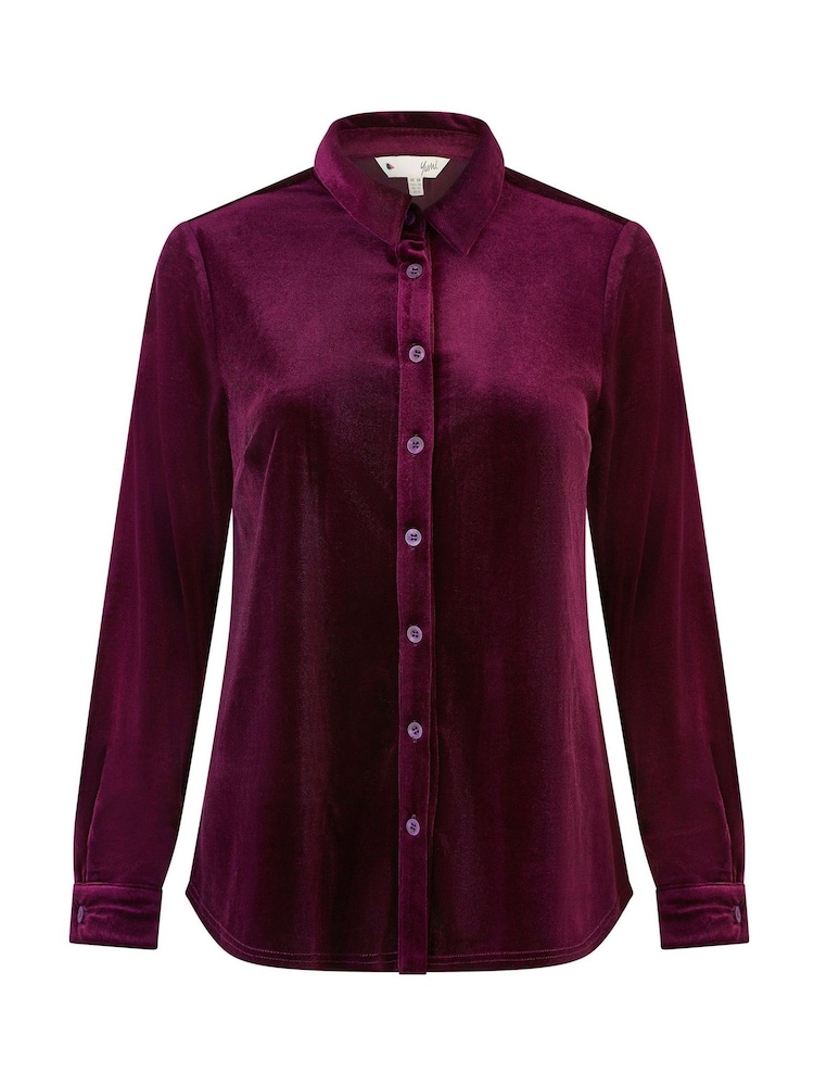 Yumi Purple Velvet Relaxed Fit Shirt - Image 5 of 5