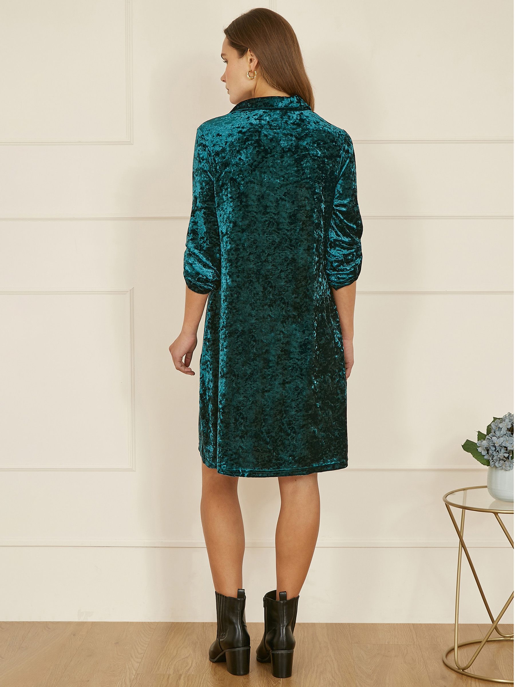 Buy Yumi Green Velvet Tunic Dress With 3/4 Sleeves from Next USA