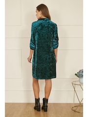 Yumi Green Velvet Tunic Dress With 3/4 Sleeves - Image 3 of 4