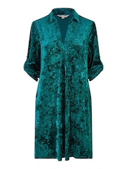 Yumi Green Velvet Tunic Dress With 3/4 Sleeves - Image 4 of 4