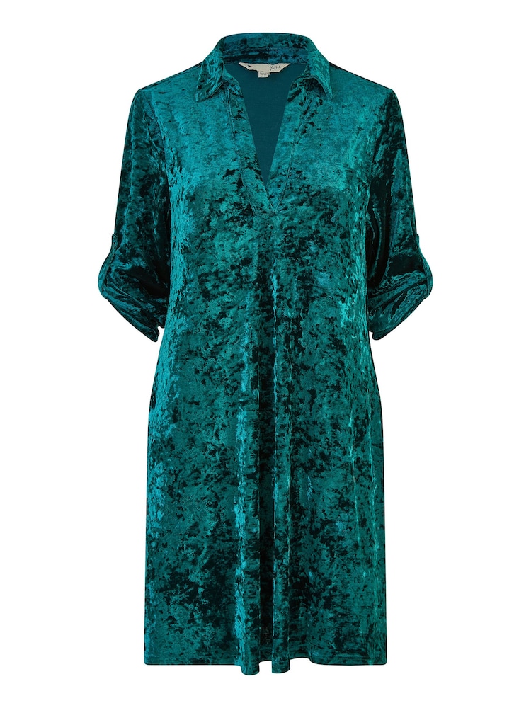 Yumi Green Velvet Tunic Dress With 3/4 Sleeves - Image 4 of 4