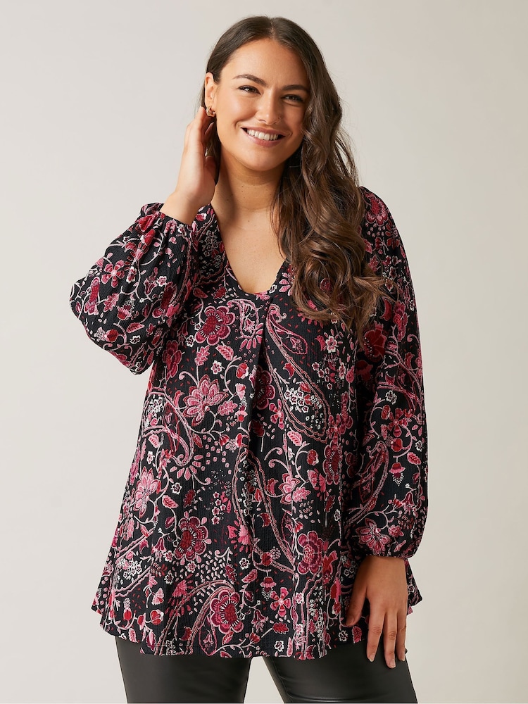 Evans Pintuck Black Blouse - Image 1 of 5