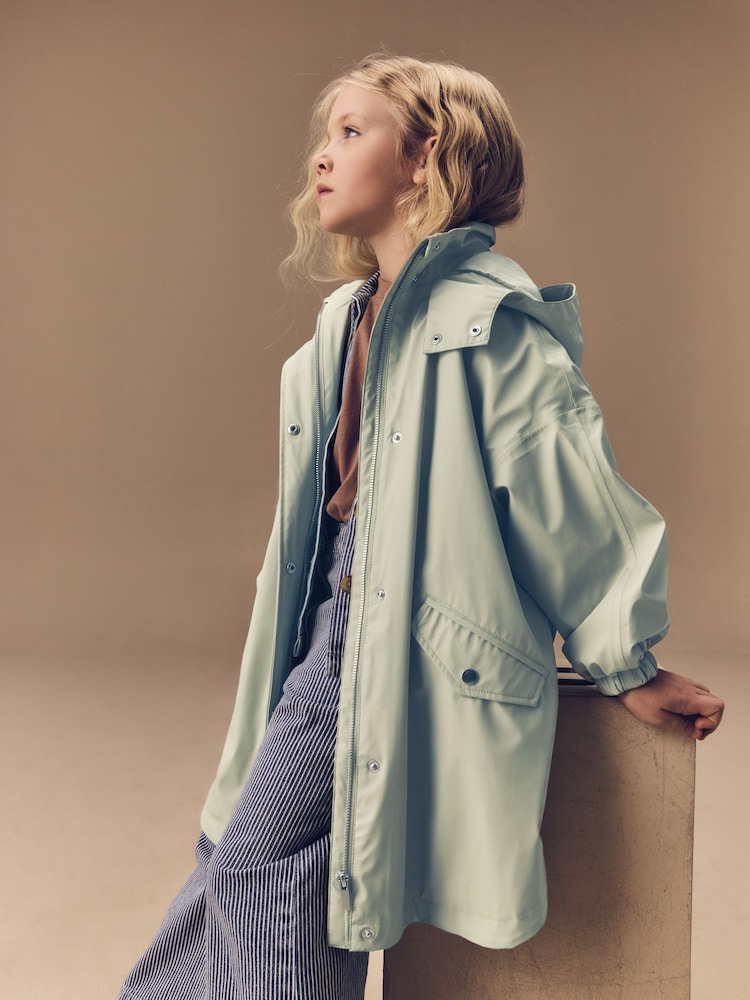 צבע ירוק עדין - Waterproof Rubber Trench Coat (3-16yrs) - Image 3 of 10