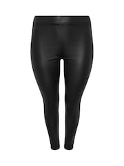 Pantaloni negri Evans fără închidere acoperiți cu PU - Image 5 of 5
