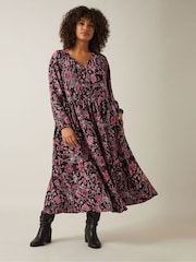 Evans Crinkle-Boho-Kleid in Schwarz - Bild 1 von 5