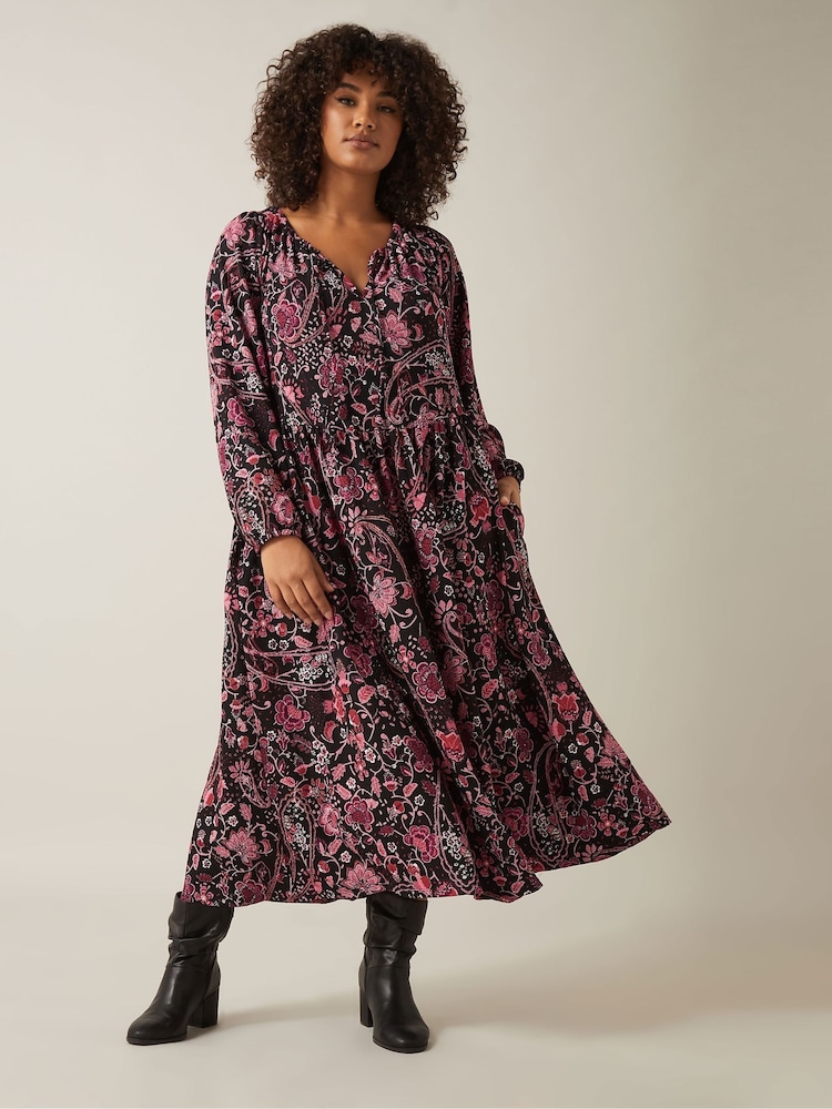 Evans Crinkle-Boho-Kleid in Schwarz - Bild 1 von 5