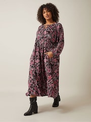 Evans Crinkle-Boho-Kleid in Schwarz - Bild 3 von 5