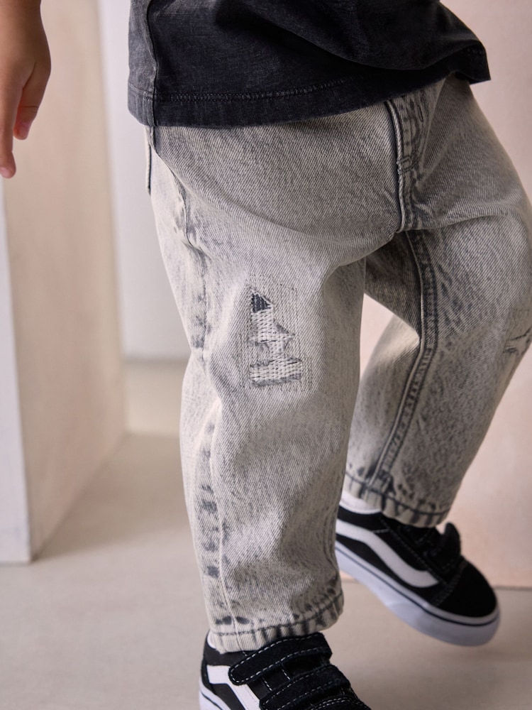 Grey Denim Distressed 100% Cotton Jeans (3mths-7yrs) - Image 4 of 8