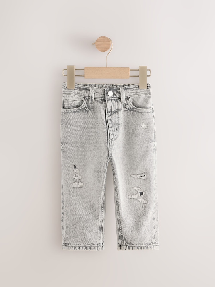 Grey Denim Distressed 100% Cotton Jeans (3mths-7yrs) - Image 5 of 8