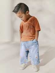 Mid Blue Embroidered 100% Cotton Denim Jeans (3mths-7yrs) - Image 2 of 8