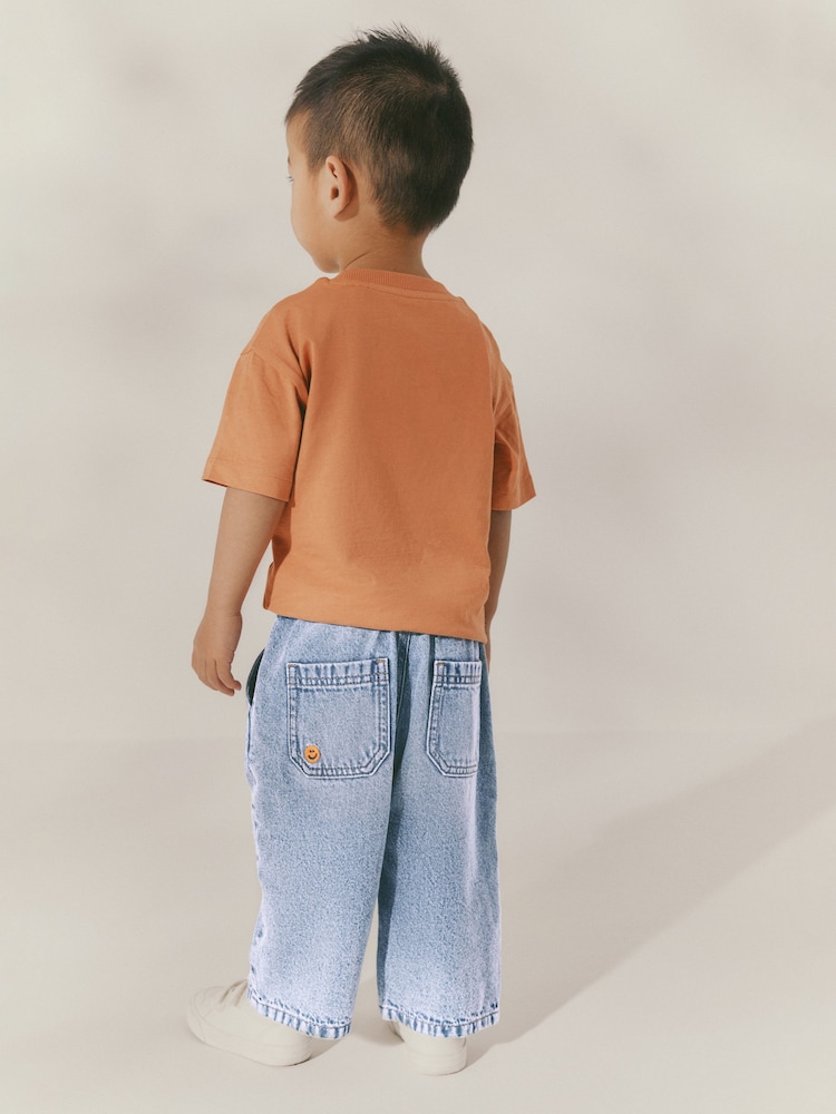 Mid Blue Embroidered 100% Cotton Denim Jeans (3mths-7yrs) - Image 3 of 8