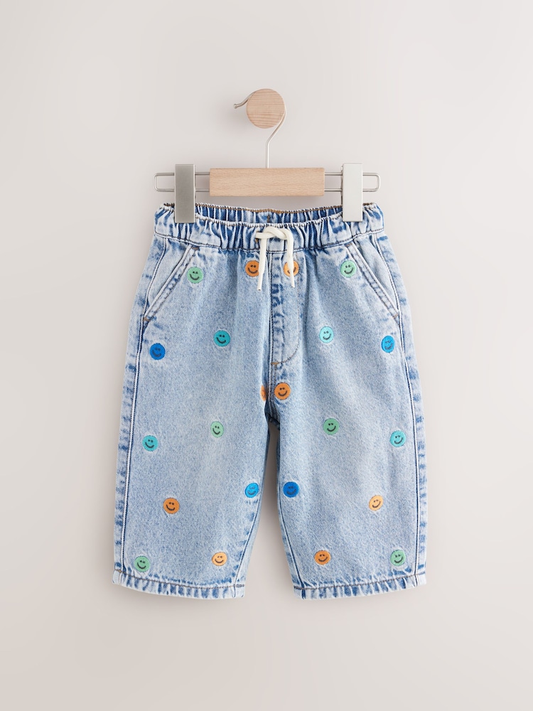 Mid Blue Embroidered 100% Cotton Denim Jeans (3mths-7yrs) - Image 5 of 8