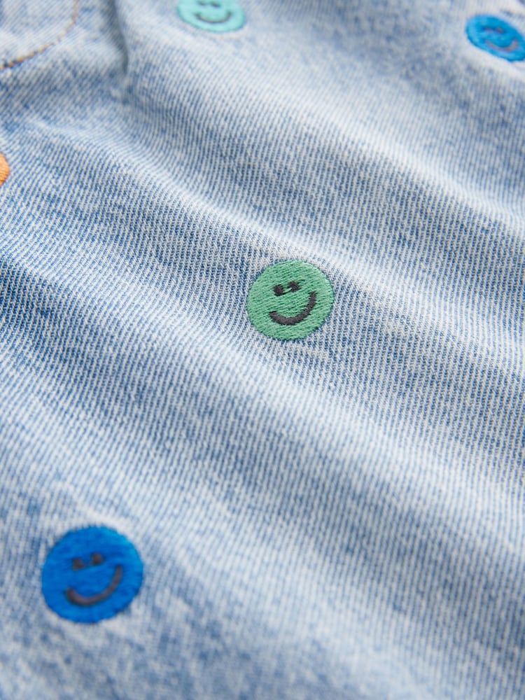 Mid Blue Embroidered 100% Cotton Denim Jeans (3mths-7yrs) - Image 8 of 8