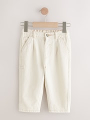 Ecru 100% Cotton Pleat Front Jeans (3mths-7yrs) - Image 5 of 8