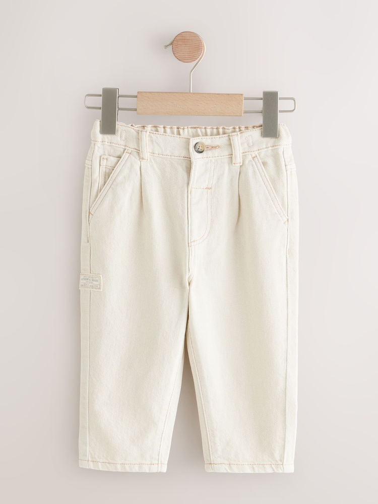 Ecru 100% Cotton Pleat Front Jeans (3mths-7yrs) - Image 5 of 8