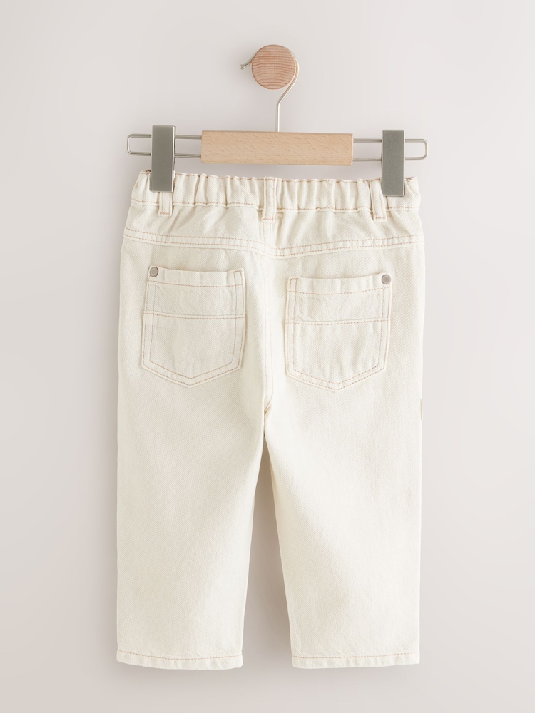 Ecru 100% Cotton Pleat Front Jeans (3mths-7yrs) - Image 6 of 8