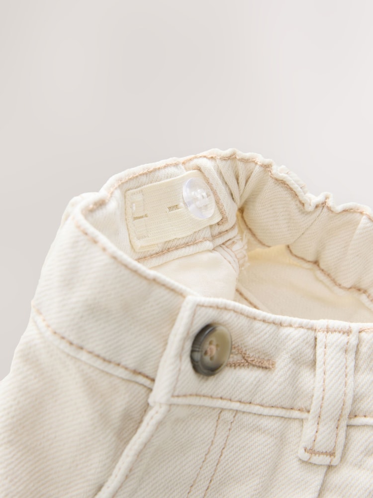 Ecru 100% Cotton Pleat Front Jeans (3mths-7yrs) - Image 7 of 8
