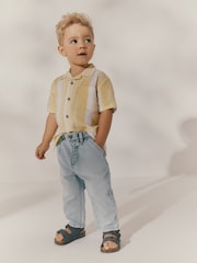Bleach Denim 100% Cotton Pleat Front Jeans (3mths-7yrs) - Image 2 of 7
