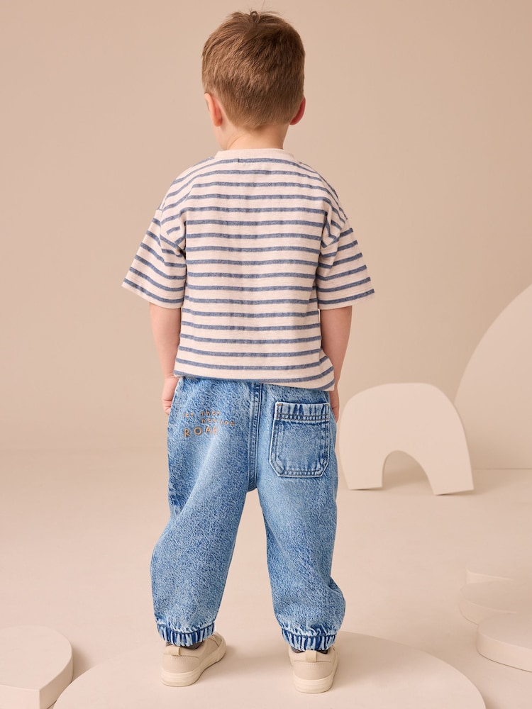 Blue Denim Lion Pull On Cuffed 100% Cotton Jeans (3mths-7yrs) - Image 3 of 8