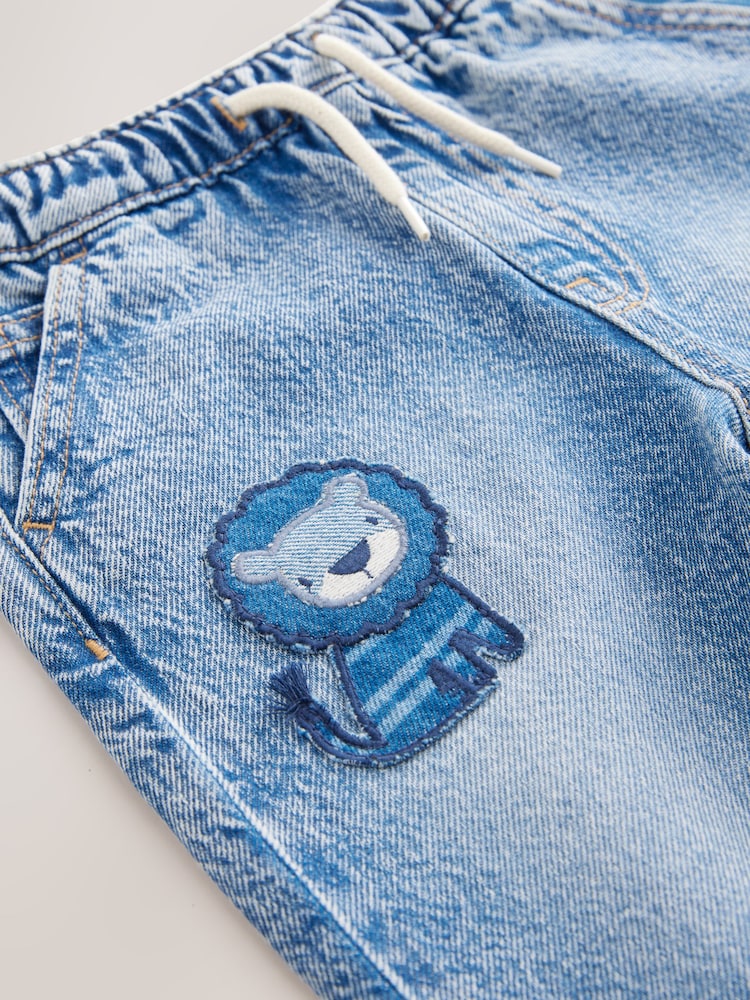 Blue Denim Lion Pull On Cuffed 100% Cotton Jeans (3mths-7yrs) - Image 7 of 8