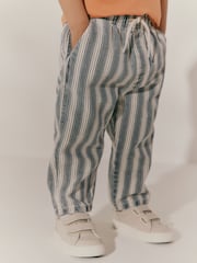 Blue/Ecru Stripe 100% Cotton Pull On Lightweight Jeans (3mths-7yrs) - Image 1 of 8