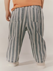Blue/Ecru Stripe 100% Cotton Pull On Lightweight Jeans (3mths-7yrs) - Image 2 of 8