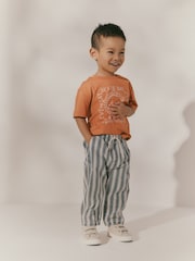 Blue/Ecru Stripe 100% Cotton Pull On Lightweight Jeans (3mths-7yrs) - Image 3 of 8