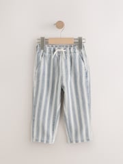 Blue/Ecru Stripe 100% Cotton Pull On Lightweight Jeans (3mths-7yrs) - Image 5 of 8