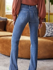 Jasnoniebieski - Friends Like These Millie Mackintosh High Waist Pocket Flare Jeans - Image 3 of 4