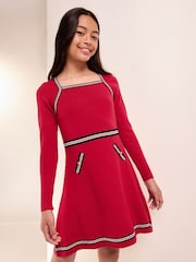 Lipsy Red Tipped Knitted Dress (5-16yrs) - Image 1 of 4