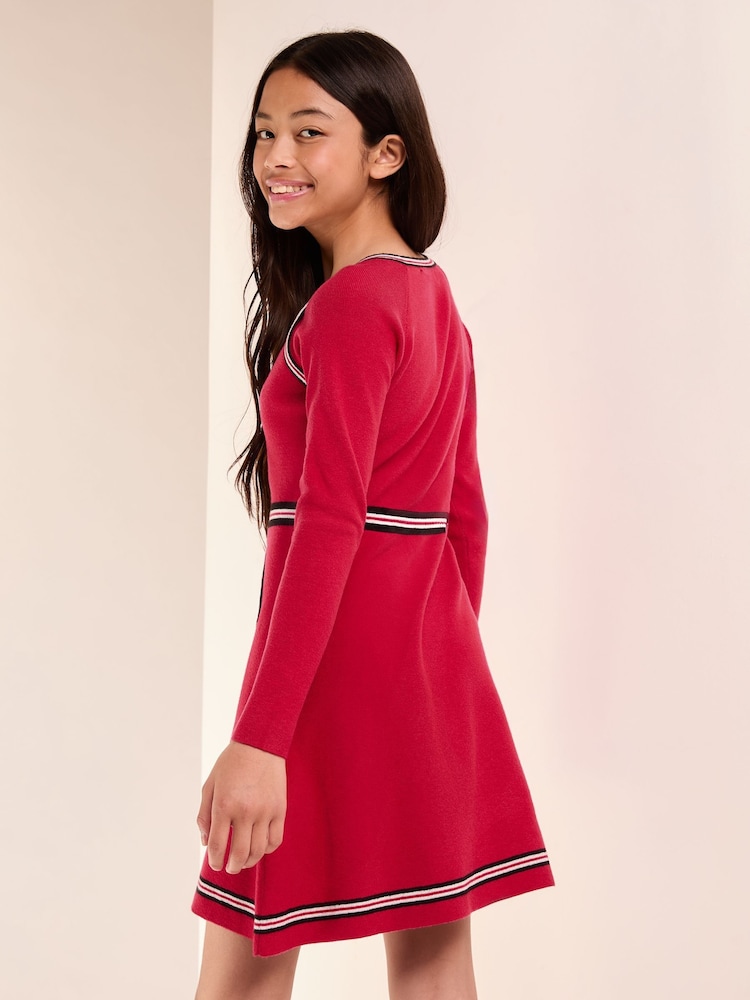 Lipsy Red Tipped Knitted Dress (5-16yrs) - Image 4 of 4