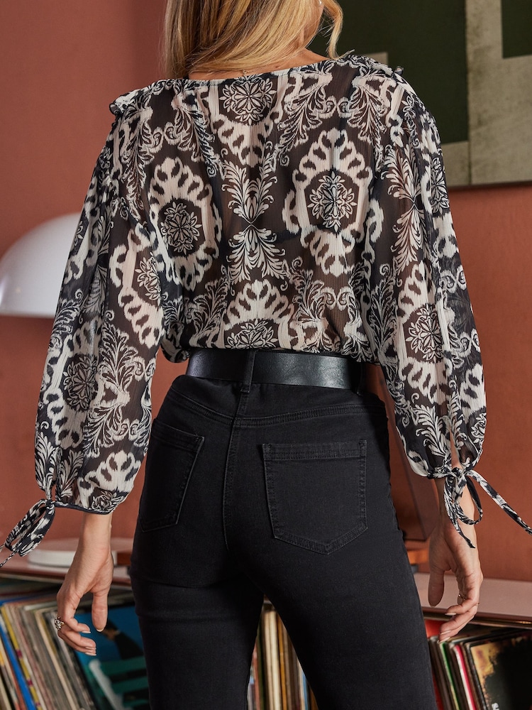 Friends Like These Black Petite Millie Mackintosh High Waist Pocket Flare Jeans - Image 4 of 4