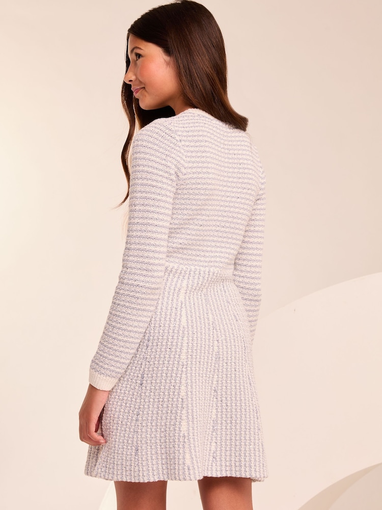 Lipsy Blue Boucle Sequin Knit Dress (5-16yrs) - Image 4 of 4