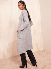 Friends Like These Grey Longline Cable Knit Cardigan - Image 3 of 4