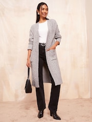 Friends Like These Grey Longline Cable Knit Cardigan - Image 4 of 4