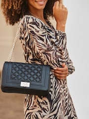 Sosandar Black Leather Quilted Shoulder Bag - Image 1 of 5