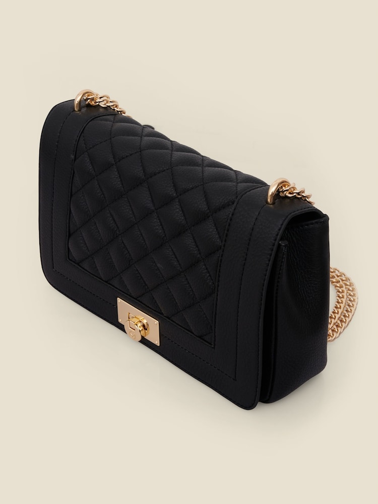 Sosandar Black Leather Quilted Shoulder Bag - Image 5 of 5 Sosandar Black Leather Quilted Shoulder Bag - Image 5 of 5