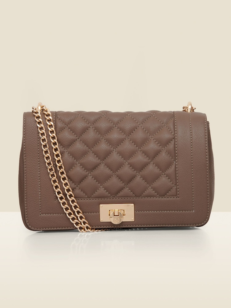 Sosandar Brown Leather Quilted Shoulder Bag - Image 2 of 5 Sosandar Brown Leather Quilted Shoulder Bag - Image 2 of 5