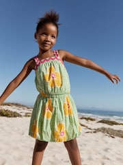 Green Check 100% Cotton Ric Rac Trim Top and Skirt Set (3-16yrs) - Image 1 of 11