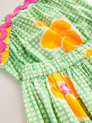 Green Check 100% Cotton Ric Rac Trim Top and Skirt Set (3-16yrs) - Image 10 of 11