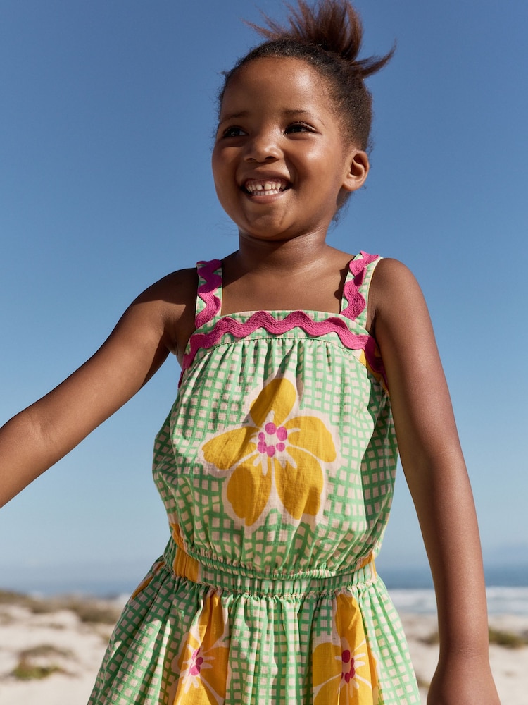 Green Check 100% Cotton Ric Rac Trim Top and Skirt Set (3-16yrs) - Image 2 of 11