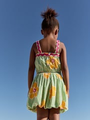 Green Check 100% Cotton Ric Rac Trim Top and Skirt Set (3-16yrs) - Image 3 of 11