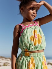 Green Check 100% Cotton Ric Rac Trim Top and Skirt Set (3-16yrs) - Image 4 of 11