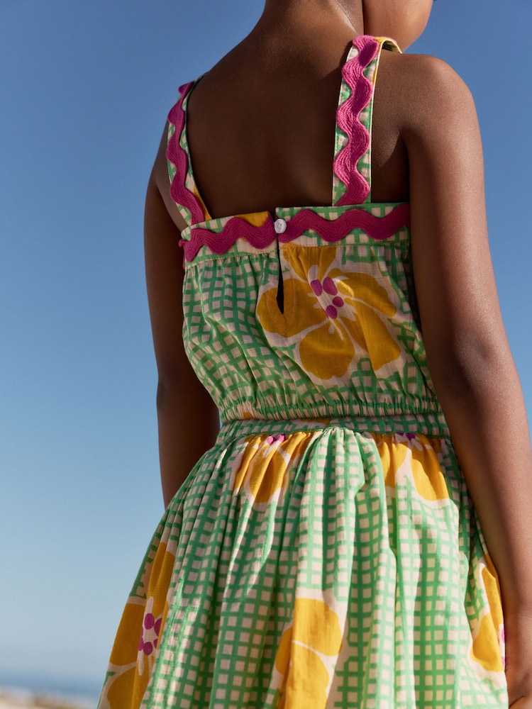 Green Check 100% Cotton Ric Rac Trim Top and Skirt Set (3-16yrs) - Image 5 of 11